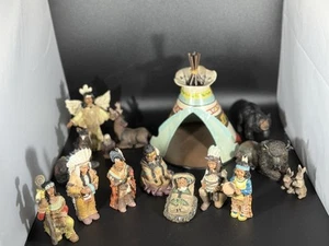 Vintage Native American Indian Nativity Set WMG 2003 - Complete Set 15 Pieces - Picture 1 of 10