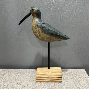 Vtg Hand Carved Wood Shorebird 9” Nautical Ocean Beach House Decor - Picture 1 of 6
