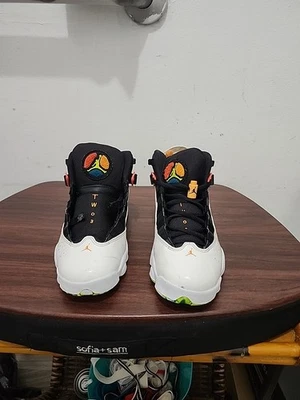 Nike Air Jordan 6 Anillos GS His Airness Negro Blanco Zapatos 323399-038 Talla 6Y Foto 1 de 4