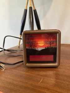 Vintage 1970's Spartus Lighted Sunrise/Sunset Clock Tested Working Fake Wood - Picture 1 of 10