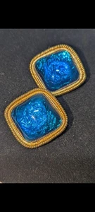 Vintage Kenneth Jay Lane KJL für Avon GROßE blaue Caprianti Clip-On Ohrringe - Bild 1 von 12