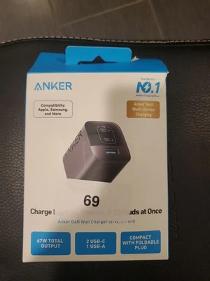Anker Prime 67W USB C Wall Charger Adapter 3-Port GaN Charging for iPhone/Galaxy - Image 1 of 3