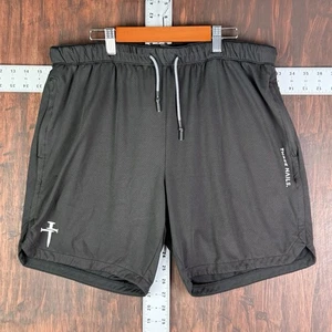 Three Nails Shorts Cross Logo Drawstring Zipped Pockets Athletic Black Mens XL - Picture 1 of 9