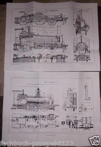1876 ZEICHNUNGEN GÜTERZUG LOK LINDEN ARIOSTE ELSAß HANNOVERSCHE MASCHINENBAU 38 - Bild 1 von 1