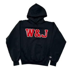 Champion Washington & Jefferson College Hoodie Women's Size Small Black Vintage - Picture 1 of 12