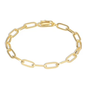 5 mm Paperclip Link Bracelet 14k Yellow Gold side closure New Gift - Picture 1 of 6