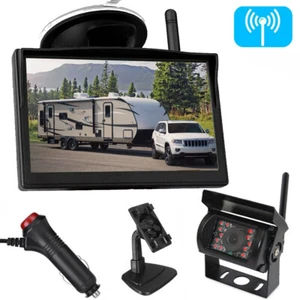 Wireless HD 5" Rear View Monitor IR Backup Camera Kit Truck RVs Caravan 12-24V - Picture 1 of 24