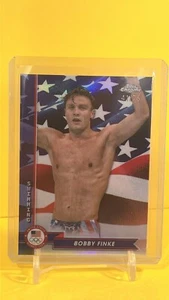 2024 Topps Chrome U.S. Olympic Hopefuls US Flag Refractors Bobby Finke /76 - Picture 1 of 2