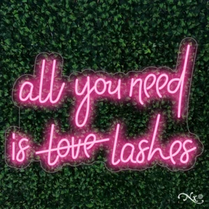 NEW "'ALL YOU NEED IS LASHES" 30x20 LED WALL SIGN COLOR OPTIONS & REMOTE LF052 - Picture 1 of 4