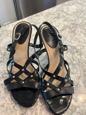 Sexy sandalia de tacón alto con tiras Cole Haan de charol negro 5M Foto 1 de 3