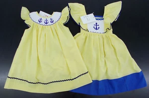 Infant, Toddler, & Girls Mom & Me Yellow Checked Hand Smocked Dresses Sz 6m - 4 - Picture 1 of 9