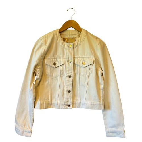 Giacca jeans MICHAEL KORS denim in osso (crema) taglia media nuova con etichetta $130 strati