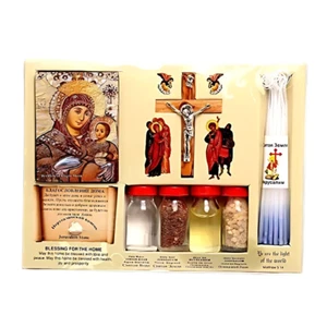 Holy Land Home Blessing Kit Icon Cross Candles Sacred Bottles Set from Jerusalem - Picture 1 of 1