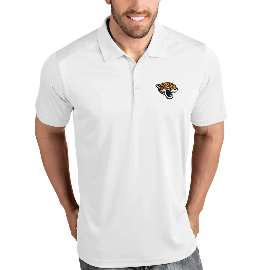 New NFL Jacksonville JAGUARS Men's ANTIGUA Tribute WHITE Golf Polo Shirt Large Foto 1 de 1