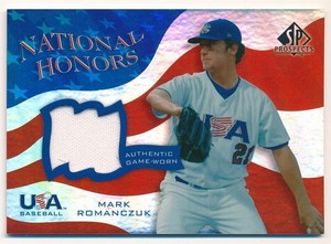 MARK ROMANCZUK 2004 SP PROSPECTS RC NATIONAL HONORS USA RELIC GAME JERSEY SP 