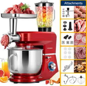 6 in 1 8.5Qt Stand Mixer 10-Speed Meat Grinder Juice Blender Pasta Maker Slicer - Picture 1 of 9