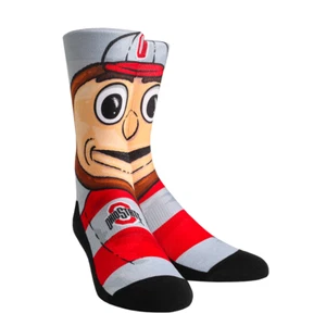 Rock Em NCAA Ohio State Buckeyes Brutus Mascot Crew Socks - Picture 1 of 2
