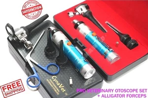 PROFESSIONAL VETERINARY OTOSCOPE SET + HARTMAN ALLIGATOR FORCEPS PREMIUM QUALITY - Picture 1 of 9
