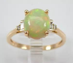 Anillo de compromiso de oro amarillo de 14 quilates con ópalo y diamantes talla 7,5 gema de octubre - Imagen 1 de 8