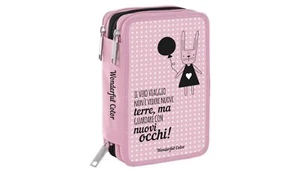 🖌Astuccio 3 Scomparti Wonderful Color Rosa Dim.20x12,5x6cm - Picture 1 of 1