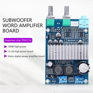 100W TPA3116 Subwoofer Amplifier Board TPA3116D2 Audio Amplifiers Bass DC 12-24V - Picture 1 of 10