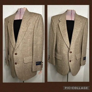 Mens 80s Sports Coat Blazer 100% Wool s/40 Short NOS With Tags Vtg GlenThorne - Picture 1 of 16
