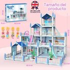 Doll House Colorful Light and 14 Rooms Huge Dollhouse with 3/4 Dolls Kids Gift
