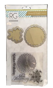 Richard Garay Golden Birthday Silver & Gold Collection Metal Die & Ink Stamp Set - Picture 1 of 1