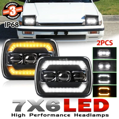 Par de faros LED de haz alto/bajo HALO DRL DOT para Accord 1986-1989 5x7" 7x6" Foto 1 de 4
