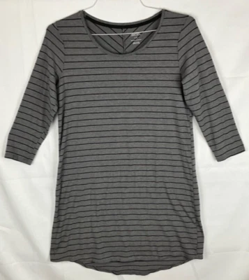 Camisón Gilligan & O'Malley tejido talla grande ropa para dormir gris negro a rayas Foto 1 de 4