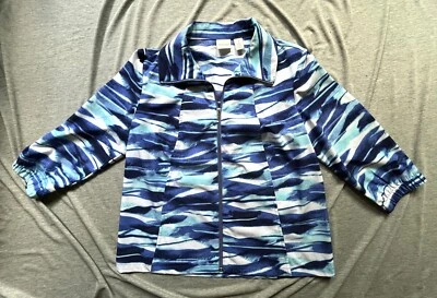 Zenergy By Chico's 女式 3/4 袖拉链轻便风衣夹克,尺寸 1 — 第 1/4 张图片