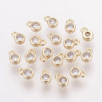 100x Crystal Tiny Round Charms Pendants for DIY Jewelry Making Necklace Earrings - Image 1 of 2