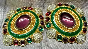 Swarovski Mogul Jewels of India Strass Cabochons Emaille Clipon Ohrringe gol - Bild 1 von 24