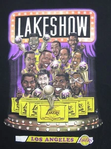 Los Angeles Lakers Shirt Mens L Black Showtime Caricature Mitchell Ness 80s 90s - Picture 1 of 12