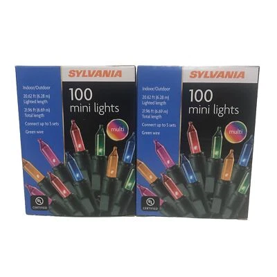 100 mini luces multicolores de Navidad SYLVANIA interiores exteriores paquetes de X2 Foto 1 de 3