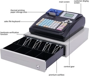 SNKOURIN Registrierkasse, elektronisches Postsystem Registrierkasse mit 48 Schlüsseln, Kassenordnung - Bild 1 von 21