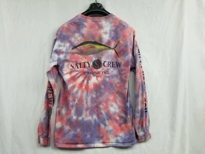 Salty Crew Tie-Dye Long Sleeve Size Médium Chasing Tail Crewneck Red - Picture 1 of 10