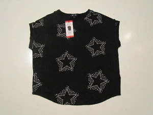 David Bitton Womens BUFFALO Black Million Stars Terry S/S Blouse NWT Shirt Sz M - Picture 1 of 2