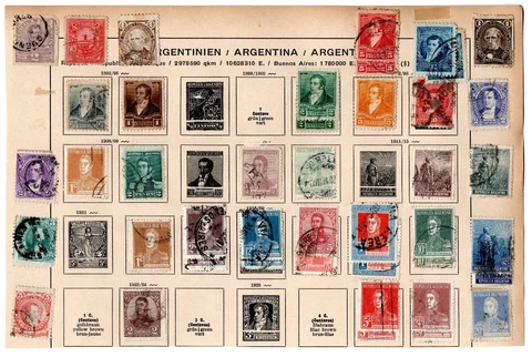 Stamp Collection- Argentina on album page remnants (C565) Cover