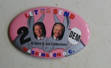 Al Gore Lieberman 2000 campaign pin button political