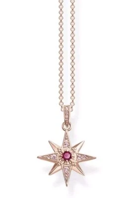 Collar Thomas Sabo 'Royalty Star' Oro Rosa S925 con Piedras de Circonita Rosa NUEVO Foto 1 de 4