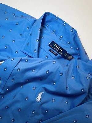 Polo Ralph Lauren Men’s Blue Diamond All Over Print XXL Button Up Shirt - Image 1 of 4