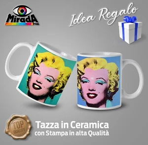 TAZZA MUG POP ART MARILYN MONROE STAR IDEA REGALO ARTE WARHOL BLUE GREEN QUALITY - Foto 1 di 2