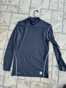 Nike Pro Shirt Mens L  Black Base Layer Light Weight Work Out Long Sleeve LARGE - Picture 1 of 4