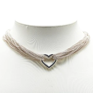 TIFFANY&Co. 10 Row Chain Toggle Heart Necklace Women 【Used】 - Picture 1 of 6
