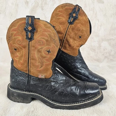 Botas para mujer Justin 9B negras marrones cuero gamuza gitana occidental NOTA Foto 1 de 4