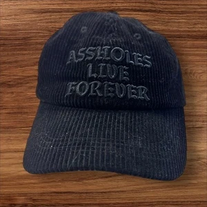 A ** Löcher Live Forever Cordmütze Neuheit bestickt Spruch Kappe verstellbar Einheitsgröße - Bild 1 von 7