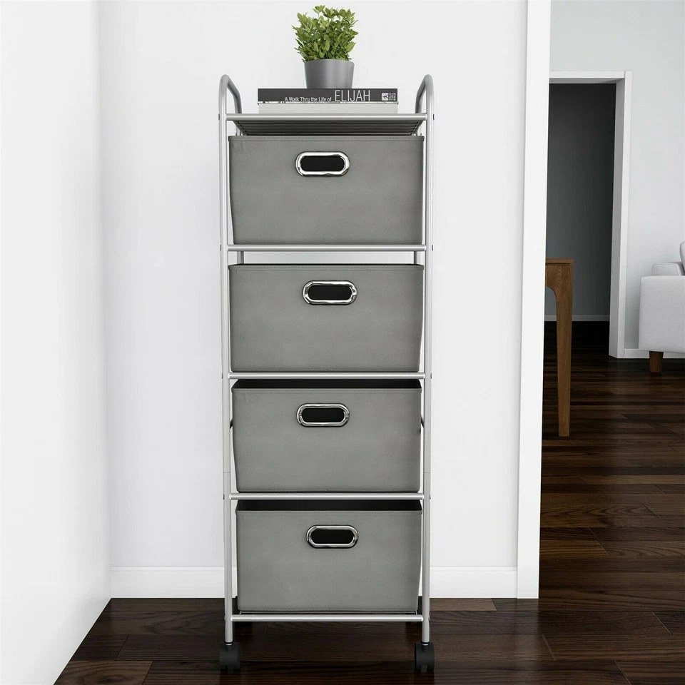 4-Drawer Fabric Dresser Slim Clothes Storage Organizer Rolling Cart for Closet - Image 1 of 4