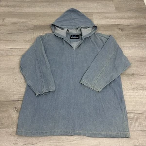 Pullover vintage Rhinoceros blu denim felpa con cappuccio stringato davanti uomo XL - Foto 1 di 9