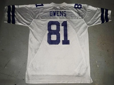 Camiseta deportiva Reebok NFL Dallas Cowboys #81 Terrell Owens blanca sobre el campo malla talla XL Foto 1 de 4